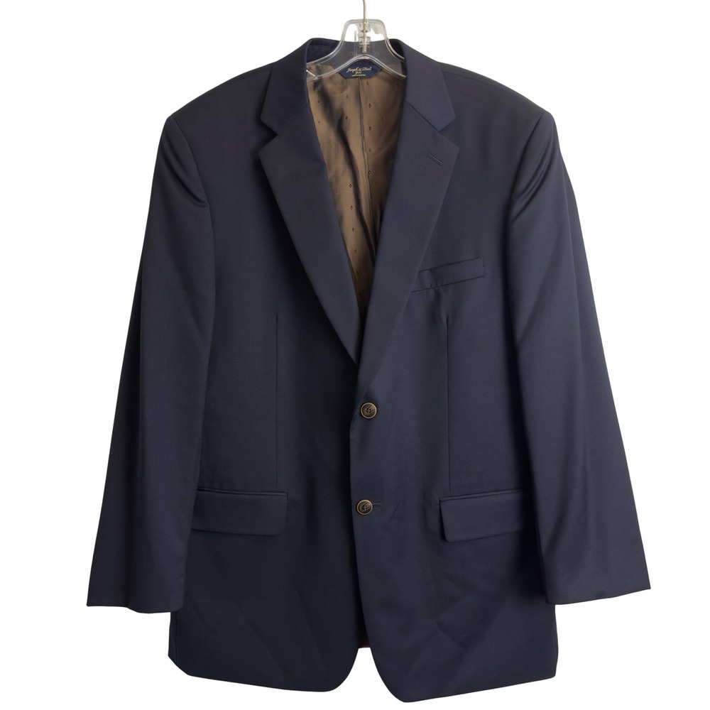 Joseph‎ & Feiss Gold Mens Navy Blue 100% Wool Blazer Sport Coat 43 Regular